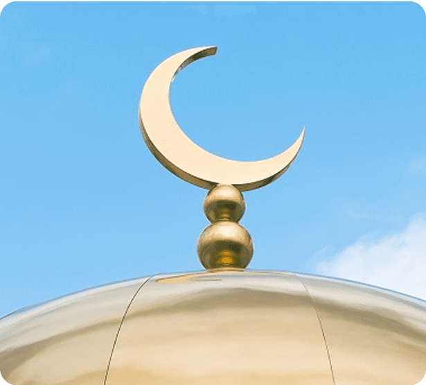 Crescent moon symbol atop a mosque